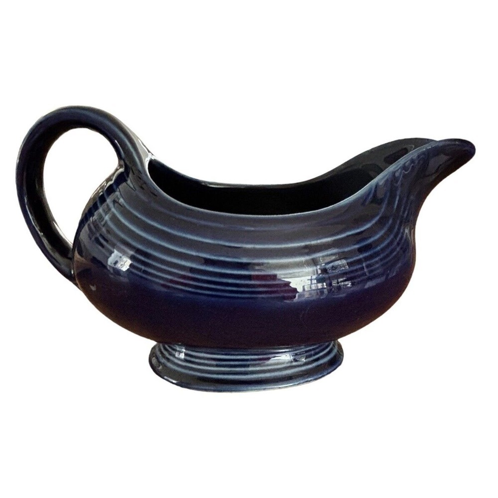 Fiesta USA Fiestaware Cobalt Blue Sauce Gravy Boat Ceramic Old Stamp Pre 1986